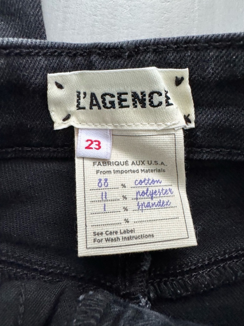 L’Agence Sandy Wide Leg High Rise Jeans Washed Black Denim Pants womens size 23 - Picture 8 of 9